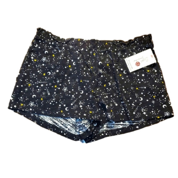 BLACK Lounge Pajama Shorts With Stars NEW Small - Picture 1 of 8